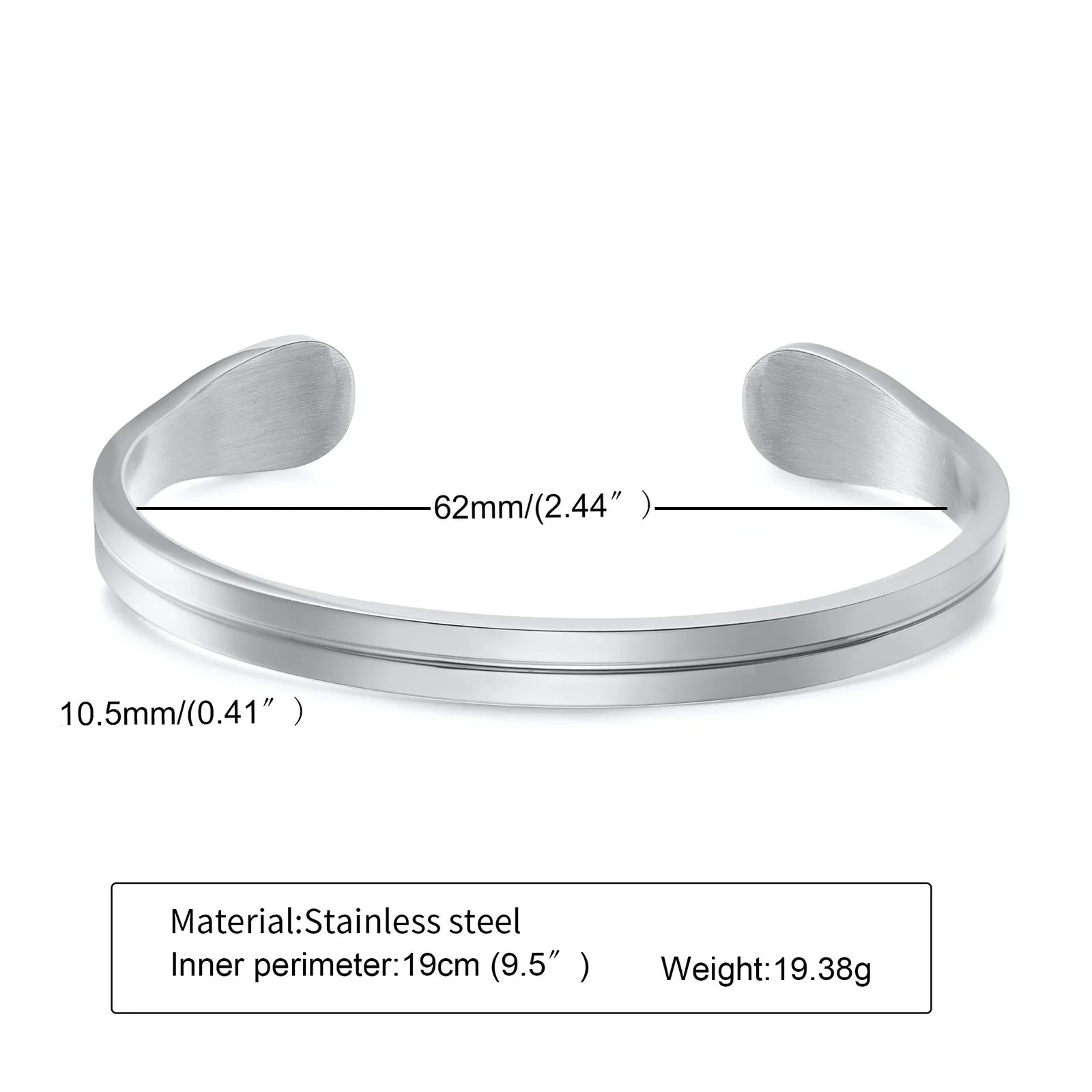 Minimal Thin Cuff Bangle Bracelet — Stainless Steel