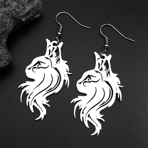 Cat Gold Earrings Cute Hollow Animal Head Drop