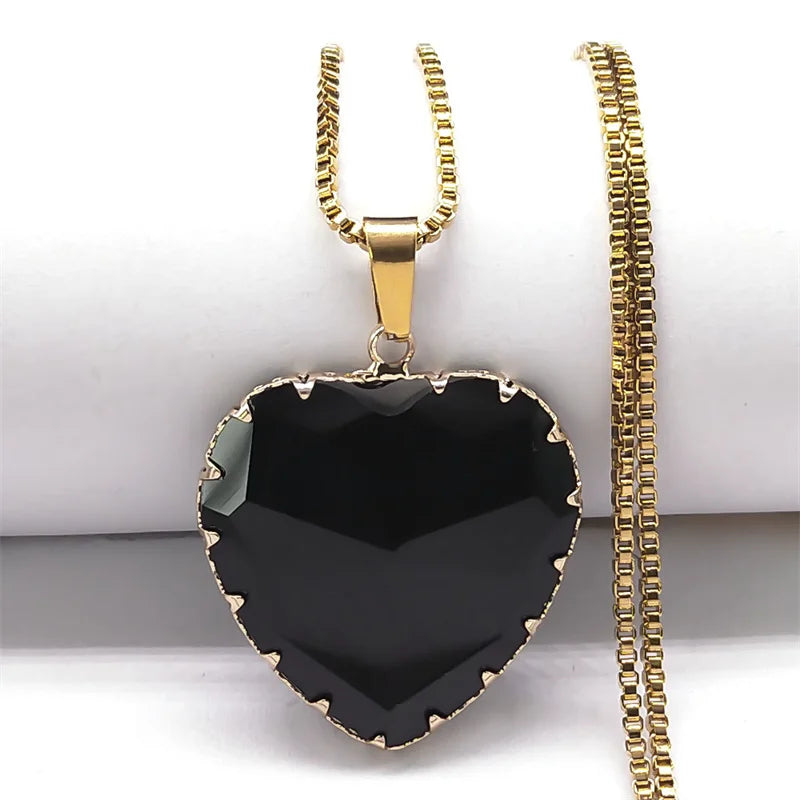 Gothic Heart Pendant Choker Necklace — Stainless Steel