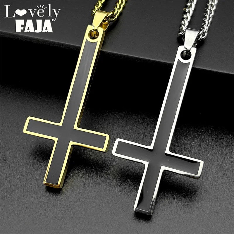 Cross Steel Pendant Upside Down Witchcraft Inverted