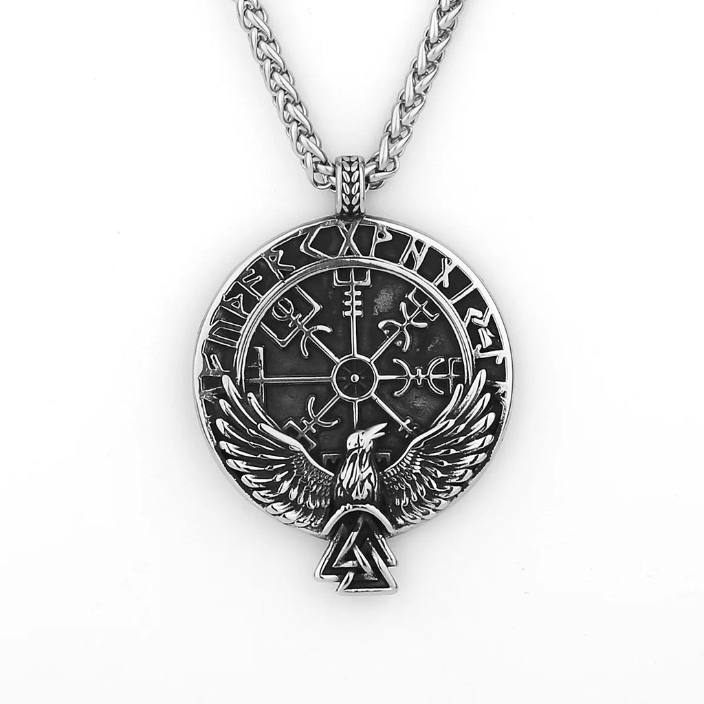 Viking Raven Stainless Steel Pendant Necklace