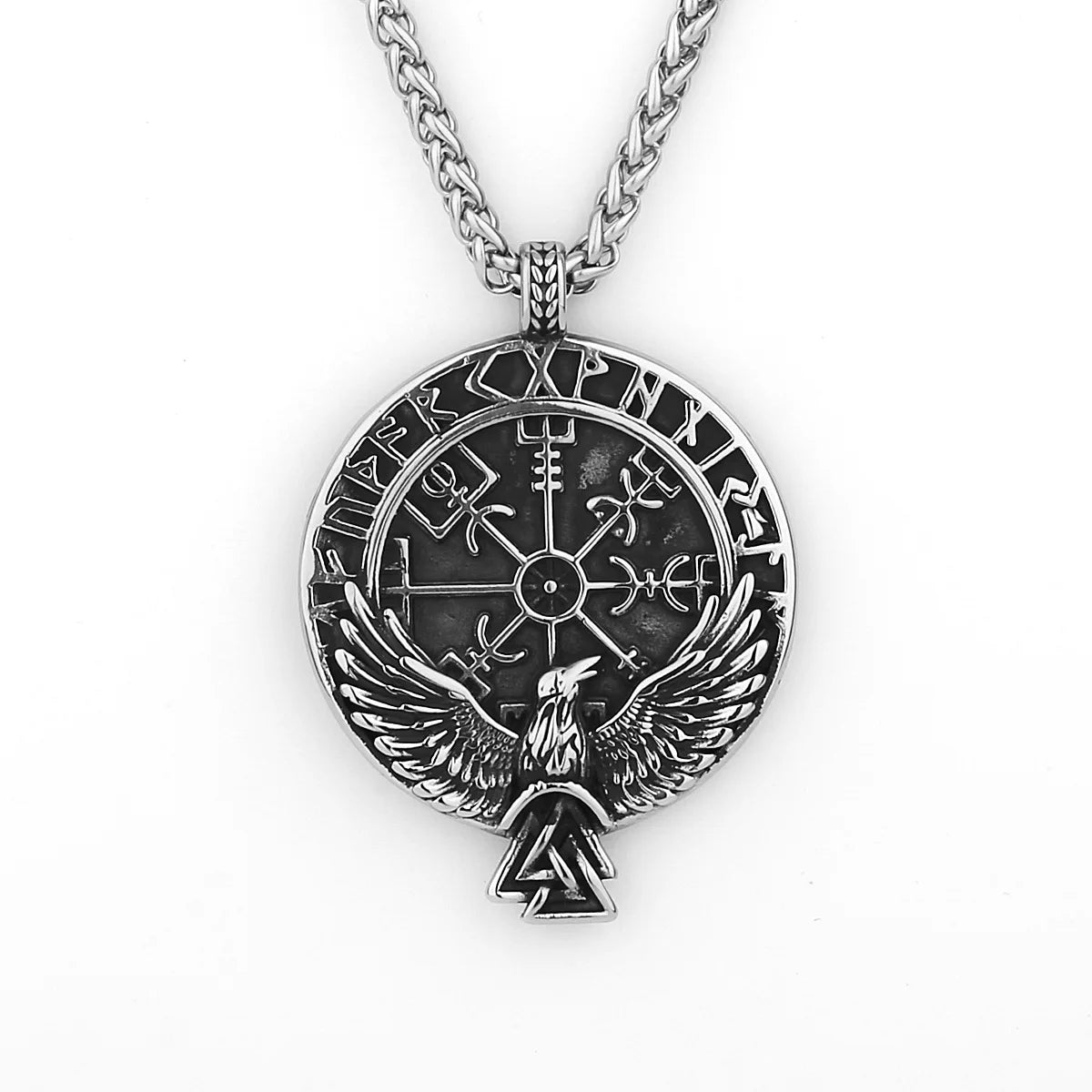 Viking Raven Stainless Steel Pendant Necklace