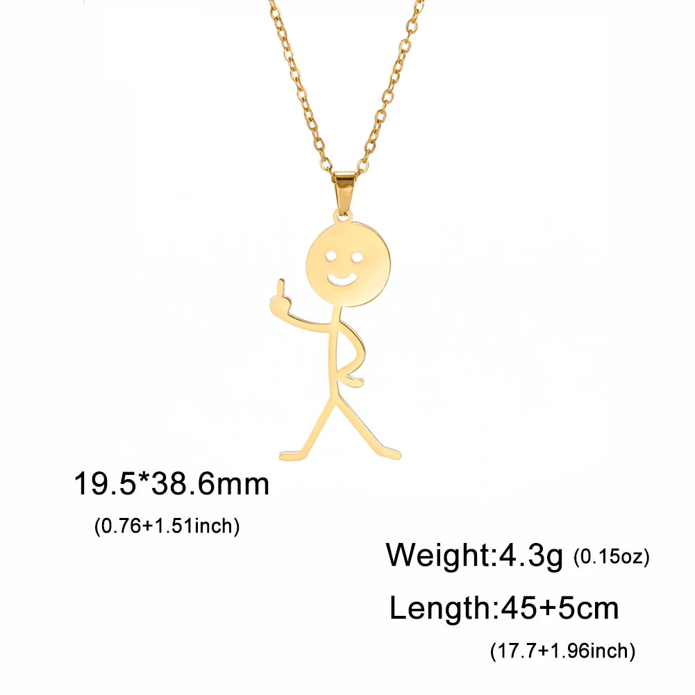 Middle Finger Pendant Necklace — Stainless Steel