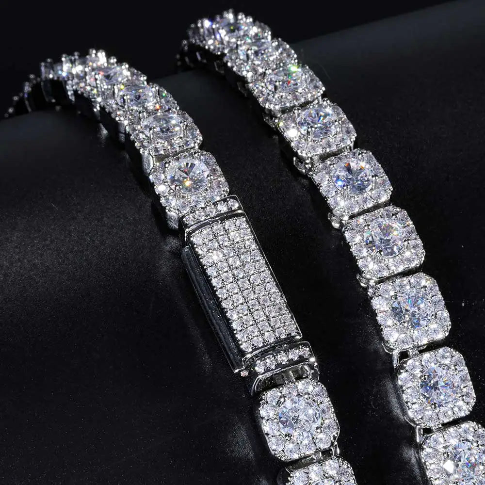 Gold Tennis Bracelet Iced Out 7MM Cluster