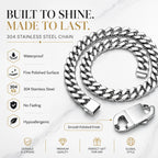 ULJ Punk Miami Cuban Link Men Hip Necklace 304 Stainless Steel Hip-Hop Female Male Bracelet Chain Ice Out Waterproof Jewelry