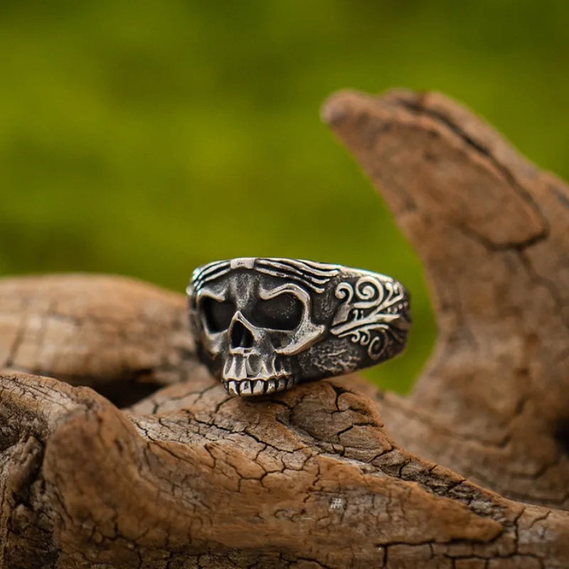 Retro Carved Santa Muerte Ring For Men Punk Gothic Rock Hiphop Designer Open Ring Handmade Jewelry Biker Accessories Unisex Gift