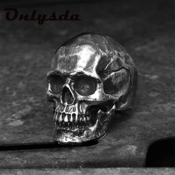 Men's Calvarium Skull Ring Gothic 316L Stainless Steel Biker Ring Motorcycle Band jewellery Party Gift OSR734