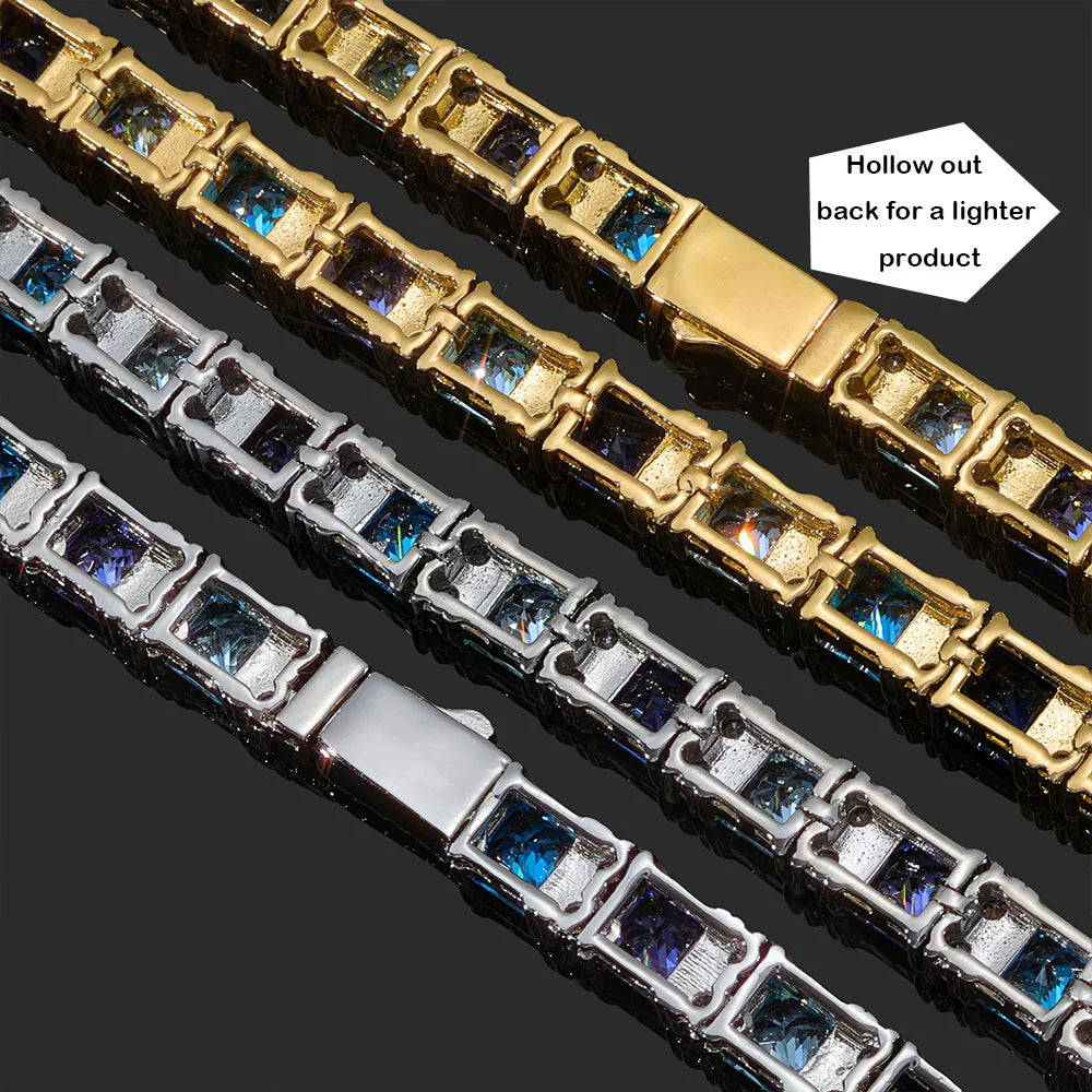 Tennis Bracelet Stainless Steel Blue Sapphire CZ