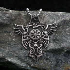 New Vintage Stainless Steel Nordic Odin Crow Pendant Necklace Fashion Viking Compass Necklaces Amulet Jewelry Gifts Dropshipping