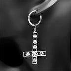 Cross Jesus Steel Earrings Inverted Occult Pentagram