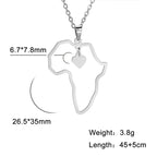 Africa Map Animals Pendant — Stainless Steel