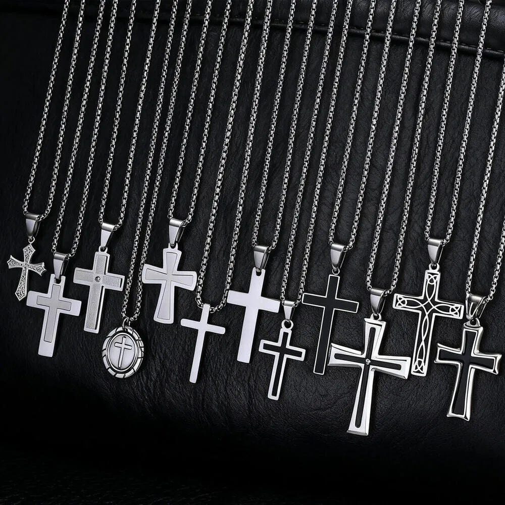 Minimal Cross Pendant — Silver Stainless
