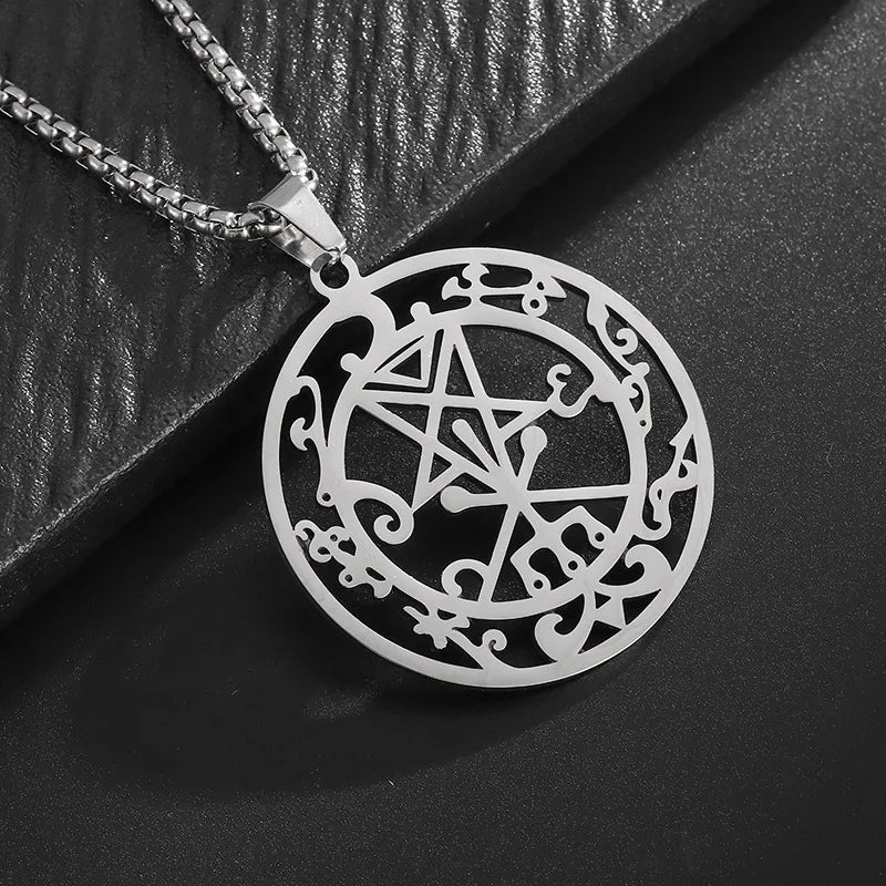 Lucifer Pentagram Medal Pendant — Stainless Steel