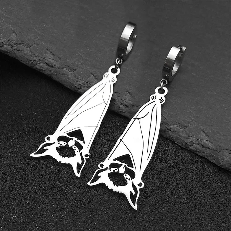 Gothic Silver Pendant Dark Style Owl Long Drop