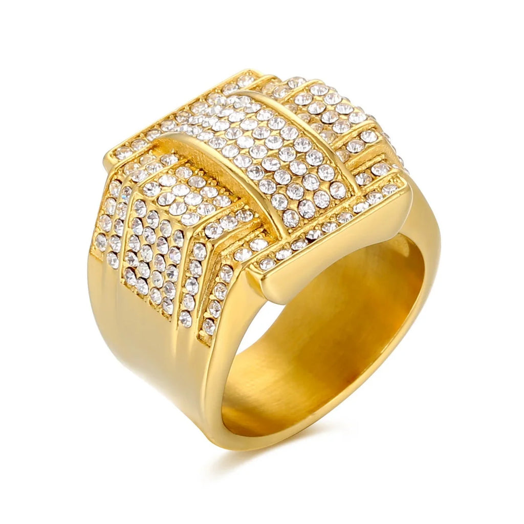 Iced Out Full Crystal CZ Ring 20mm — Stainless Steel