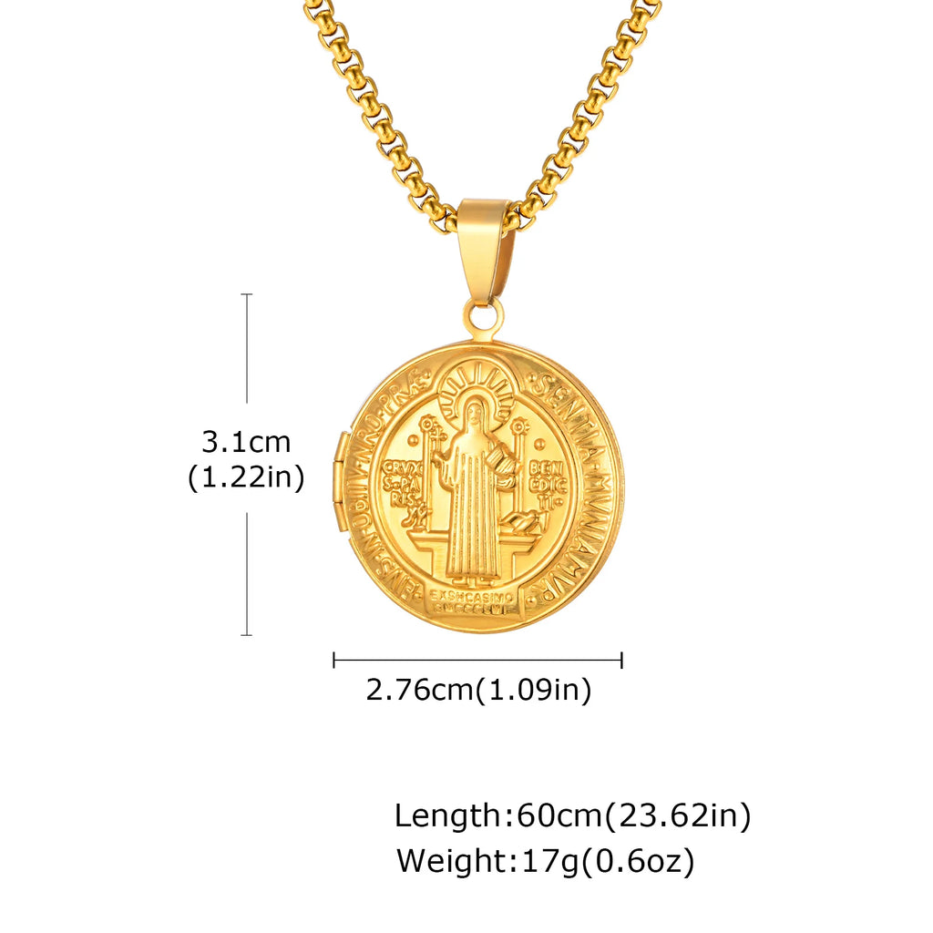 Saint Benedict Box Chain Pendant — SS