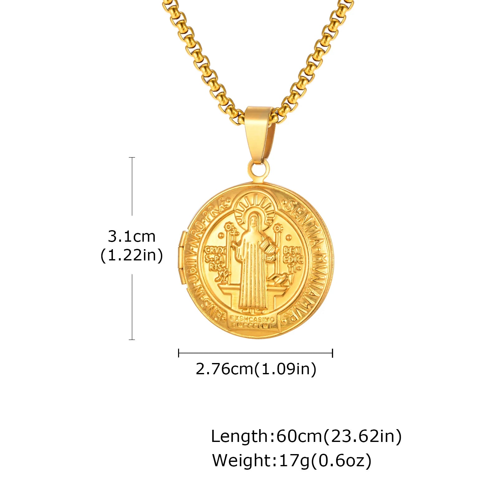 Saint Benedict Box Chain Pendant — SS