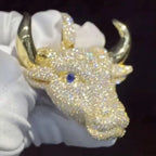 Bull Head Men Pendant Necklace CZ Hip Hop Rapper Shining Street Fashion Necklace Unique jewelry Holiday Gifts, Birthday