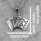 Flush Poker Gambling Long Men Necklaces Pendants Chain Punk for Boyfriend Male Stainless Steel Jewelry Creativity Gift
