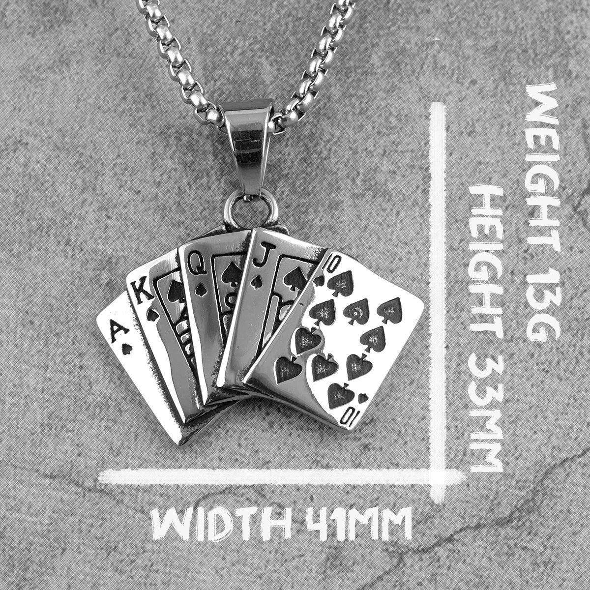 Flush Poker Gambling Long Men Necklaces Pendants Chain Punk for Boyfriend Male Stainless Steel Jewelry Creativity Gift