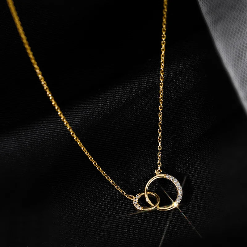 925 Sterling Silver Circle Necklace Personality Charm Geometric Shape Pendant Choker Birthday Gift for Women Exquisite Jewelry