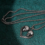 Skull Heart Pendant Necklace — Silver Gothic
