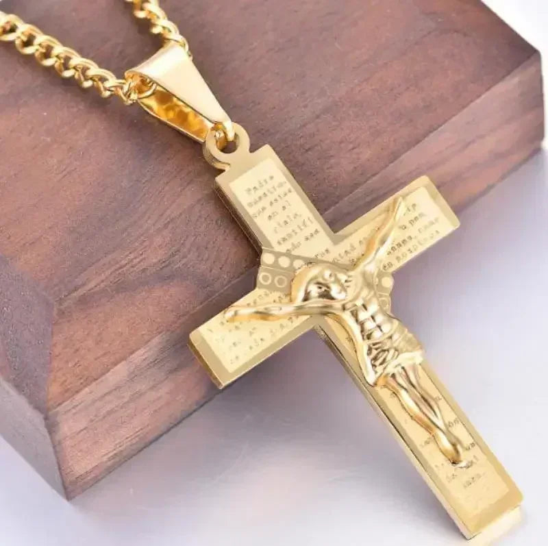Christian Iced Out Bling Jesus Head Portrait Necklace Pendant Male and Female Cross Catholic Amulet Jewelry