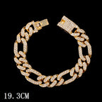 Hip Hop Full Crystal Heart Tennis Chain Bracelets for Men Women Bling Square Rhinestone Cuban Link Chain Bracelet Luxury Jewelry