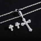 Iced Out Cross Necklace Set — 925 Silver