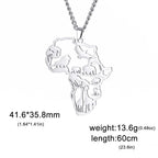 My Shape Africa Map Necklaces for Women Men Stainless Steel South African Map Pendant Chain Choker Hollow Map African