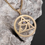 Ancient Egyptian Gods Eye of Horus Triangular Eye Stainless Steel Necklace Suitable for Men and Girls Retro Punk Lucky