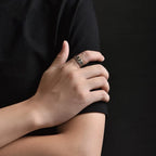 Vintage Personalized Creative Basketball Ring Men's Open Ring Rock Hip Hop Ring Pendant Trend Couple Gothic Niche