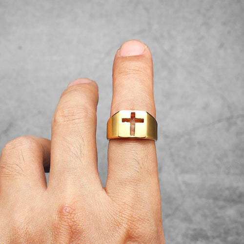 Cross Hollow Ring Stainless Steel