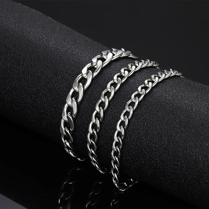Width 6/8mm 316L Stainless Steel Men's Goth Y2K Cuban Style Fashion Bracelet America N Retro Steampunk Accessories