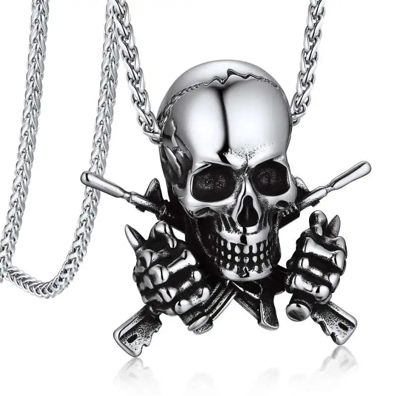 Skull Pendant Necklace — Stainless Steel Gothic