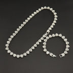 45CM New Hip Hop Tennis Chain Bracelet Necklace Shiny Heart Rhinestone CZ Fashion Rock Party Jewelry