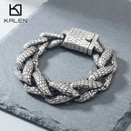Kalen Snake Skin Cuban Link Men's Bracelet Punk Heavy Stainless Steel Motorcycle Jewelry Vintage Metal Accessory Gift