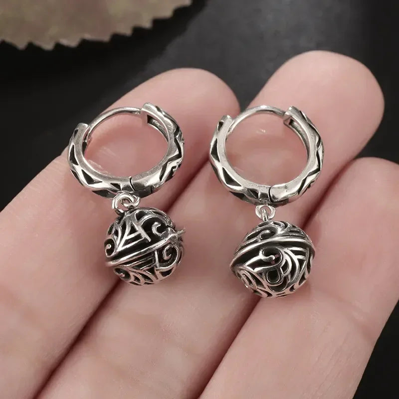 Gothic Spiked Hoop Earrings Small Textured Huggie — Two-Tone