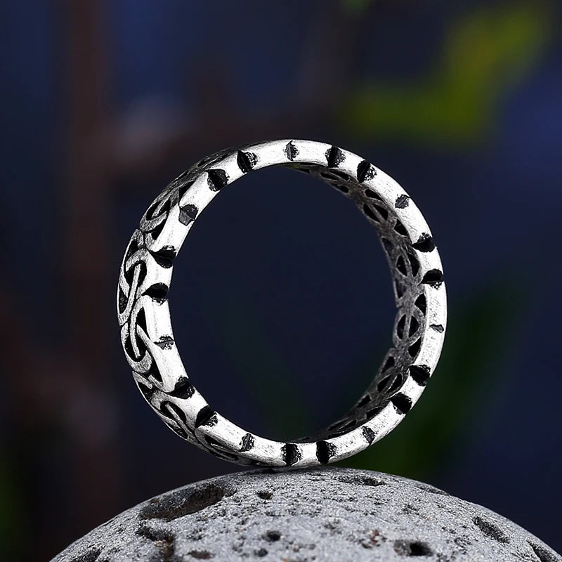 Men's 316L stainless-steel rings Vintage Viking Rune Odin 's Symbol Ring Amulet for teens Jewelry Boyfriend Gifts