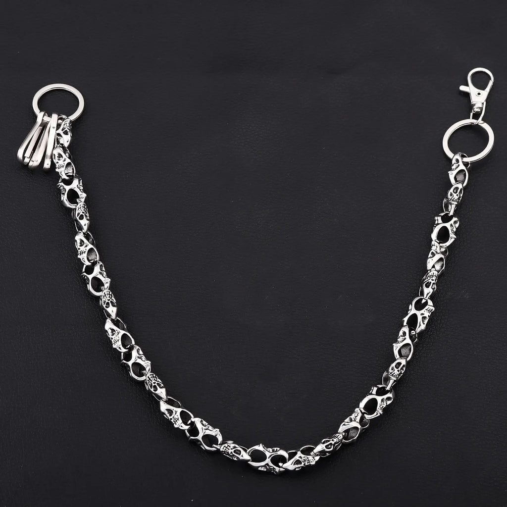 Dark Punk Skull Motorcycle Waist Trouser Chain