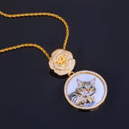 Statement Photo Pendant Necklace Rose Medallion