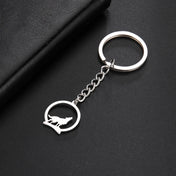 Round Wolf Pendant Keychain for Men Women Fashion Stainless Steel Silver Color Keychain for Friend Christmas Gift