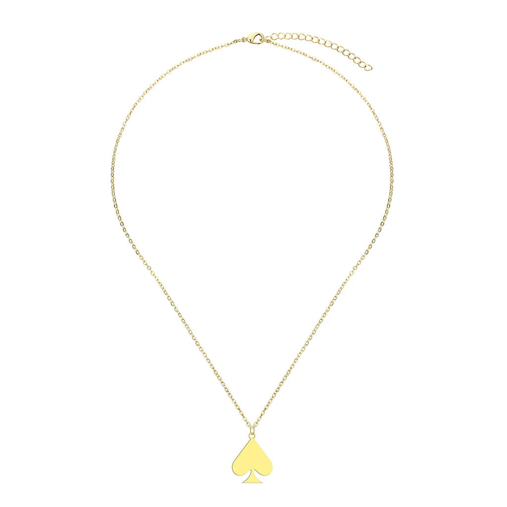 Kinitial Stainless Steel Necklaces Dainty Jewelry Playing Card Hearts Poker Spade Pendant Necklace Party Gift