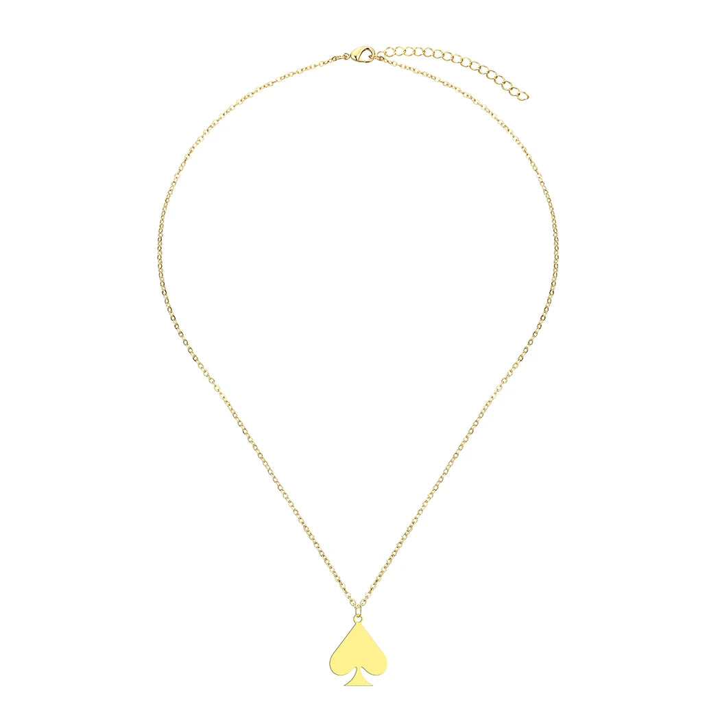 Kinitial Stainless Steel Necklaces Dainty Jewelry Playing Card Hearts Poker Spade Pendant Necklace Party Gift