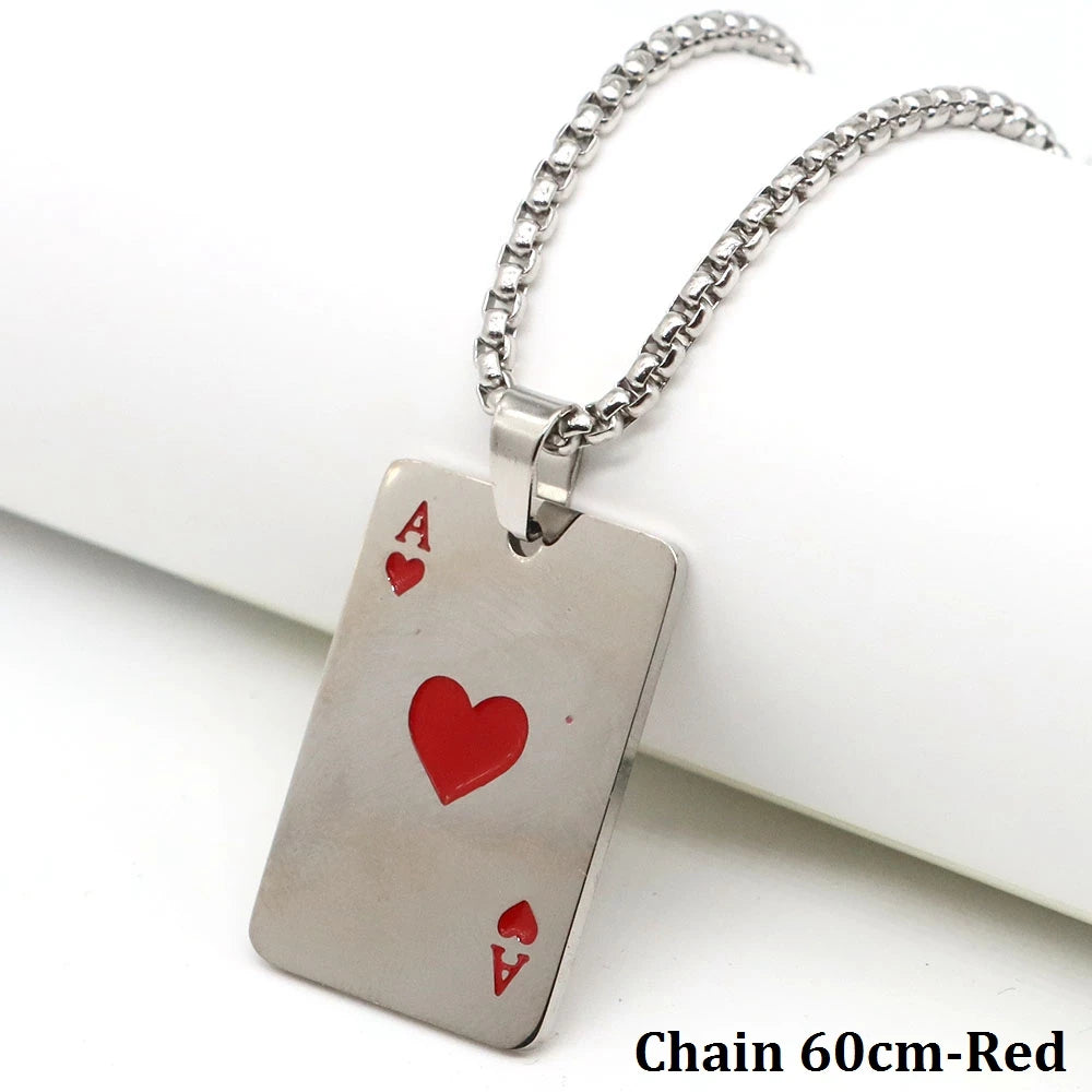 Statement Ace of Spades Poker Card Necklace — Stainless Steel