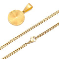 Sunburst Rectangle Pendant — Gold Stainless