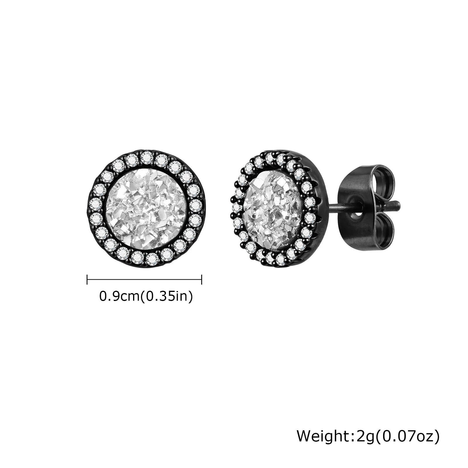 Zircon Stud Earrings — Stainless Steel
