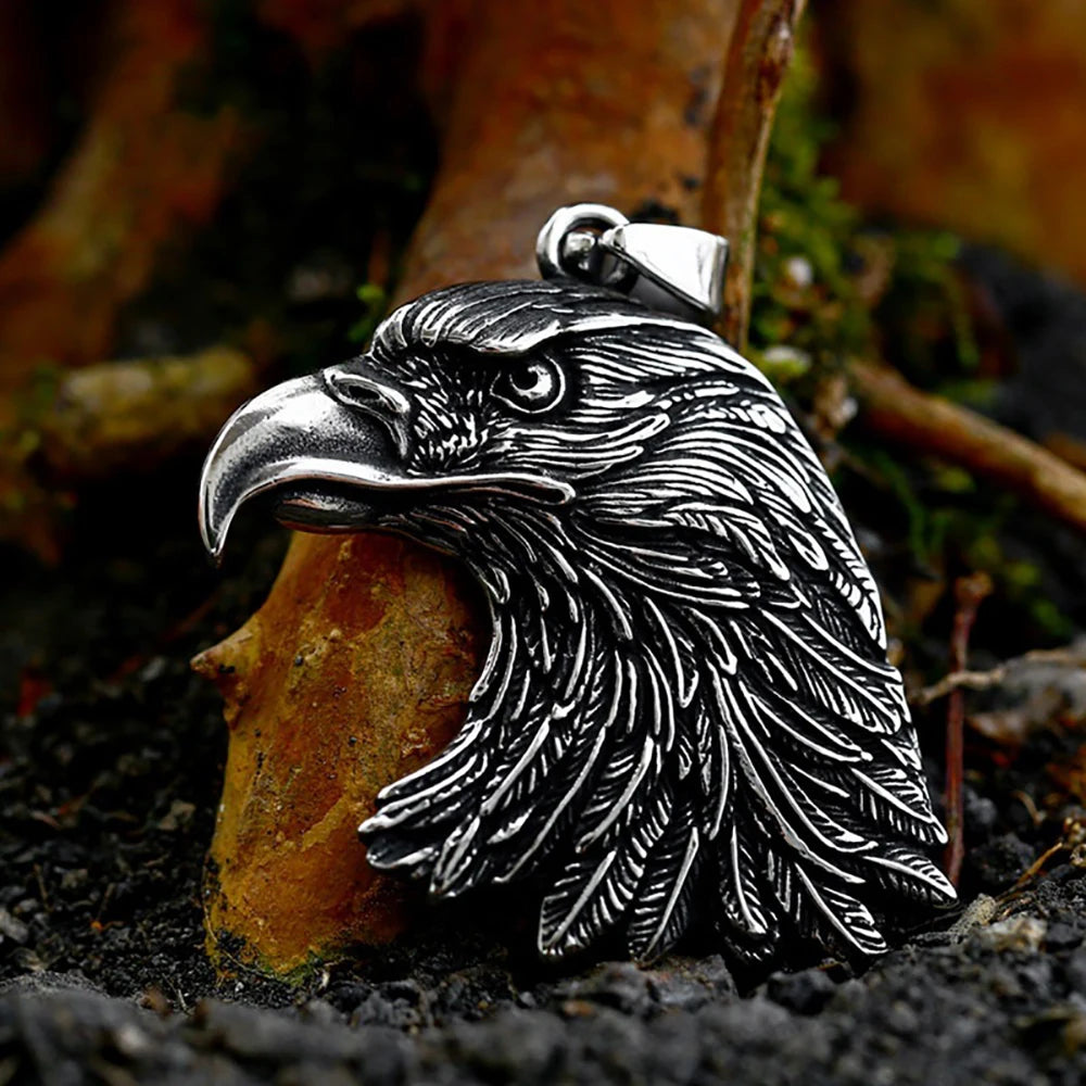 Vintage Nordic Viking Owl Pendant Necklace For Men 316L Stainless Steel Punk Biker Animal Necklaces Fashion Charm
