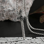 Black Cross Pendant Necklace Vintage Box Chain