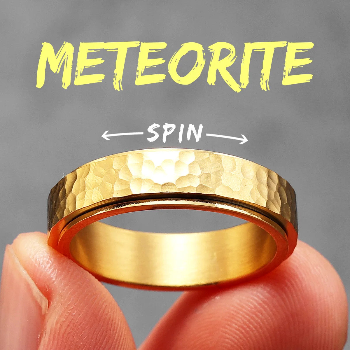 Meteorite Fidget Spinner Ring — Stainless Steel